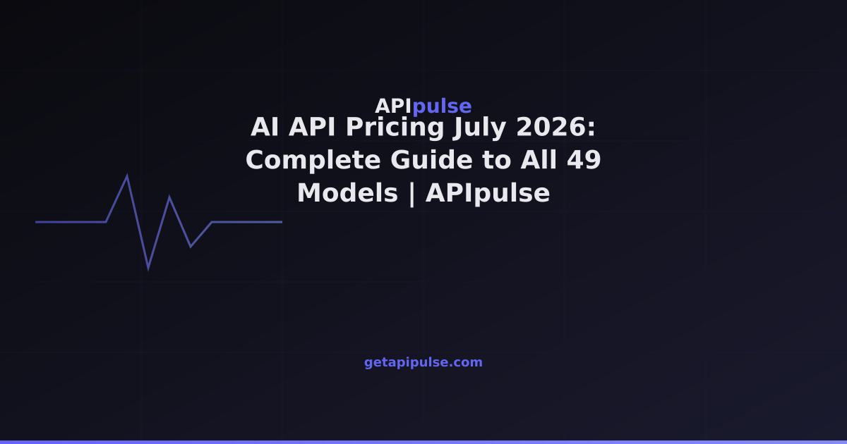 AI API Pricing July 2026: Complete Guide to All 59 Models | APIpulse